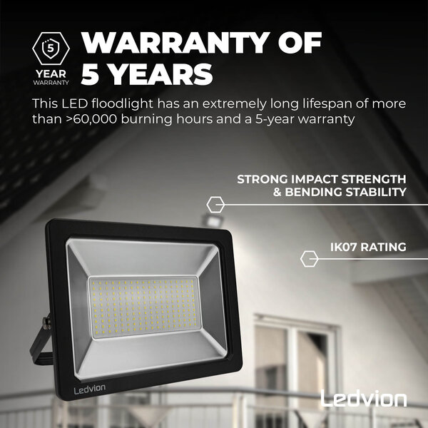 Ledvion Proyector LED 150W - Chip Osram - IP65 - 120lm/W - Color Blanco - 5 años de garantía