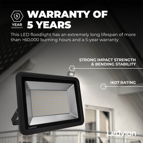 Ledvion Proyector LED 200W - Chip Osram - IP65 - 120lm/W - Color Blanco - 5 años de garantía