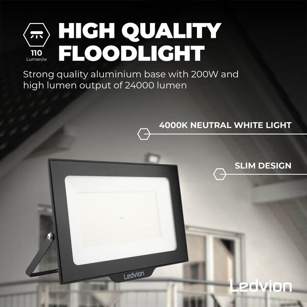 Ledvion Proyector LED 200W - Chip Osram - 24.000 Lumen - 4000K
