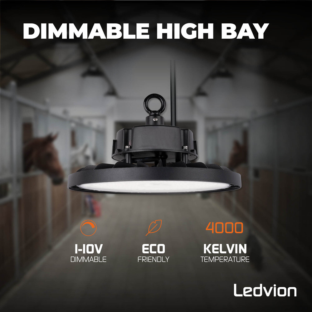 Ledvion Campana LED 150W - 5 años de garantía - 120° - 180lm/W - 4000K - IP65 - Regulable - Driver Sosen