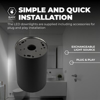 Ledvion Foco de Superficie LED regulable - Redondo - Negro - 3W - 2700K - Inclinable - IP20