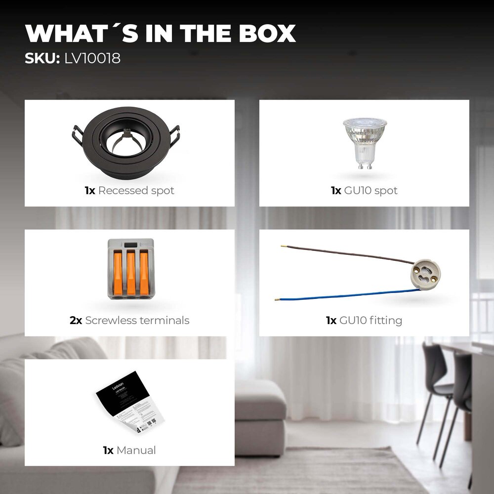 Ledvion Foco Empotrable LED Regulable Nero - Tokio - 3W - 4000K - ø92mm