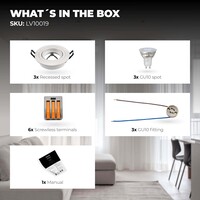 Ledvion Focos Empotrables LED Regulables Bianco - Tokio - 3W - 4000K - ø92mm - 3 pack