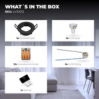 Ledvion Focos Empotrables LED Regulables Negro - Amsterdam - 5W - 6500K - ø82mm - 6 Pack