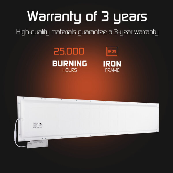 Ledvion Panel LED 120x30 - 36W - 100 Lm/W - 3000K - Sin Parpadeos - UGR <22 - 3 años de garantía