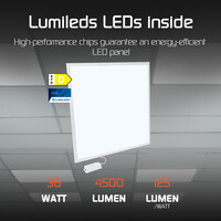 Ledvion Panel LED 62x62 - Lumileds - 36W - 125Lm/W - 6500K - 5 años de garantía - Incl. Driver LED Regulable