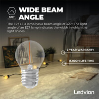 Ledvion Bombilla LED E27 Filamento - 1W - 2100K - 50 Lumen - Natural