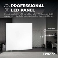 Ledvion 6x Panel LED 60x60 - 36W - Lumileds - 125Lm/W - 4000K - UGR <22 - 5 años de garantía