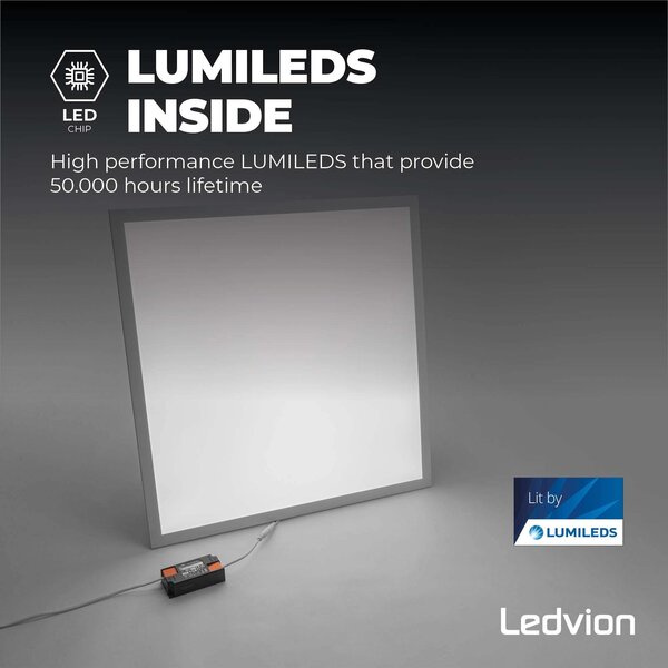 Ledvion 6x Panel LED 60x60 - 36W - Lumileds - 125Lm/W - 4000K - UGR <22 - 5 años de garantía
