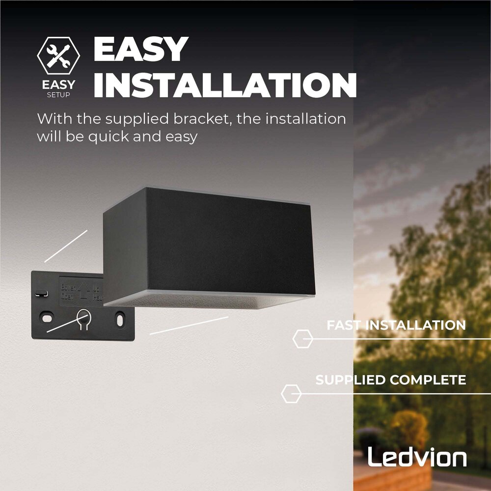 Ledvion Aplique de Pared Exterior Solar LED - Aluminio - Negro - Doble Cara - 3000K - IP44