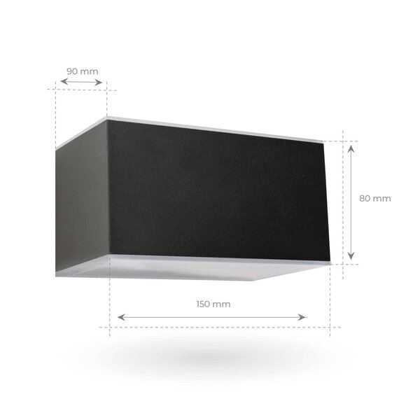 Ledvion Aplique de Pared Exterior Solar LED - Aluminio - Negro - Doble Cara - 3000K - IP44