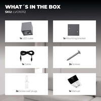 Ledvion USB Aplique de Pared Recargable con Sensor - Gris - IP44 - Inalámbrico - Batería de 4000 mAh - Adecuado para Interiores y Exteriores