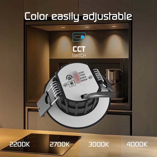 Ledvion 6x Focos Empotrables LED Regulables Negro - IP65 - 5W - CCT - Ø75 mm - 5 años de garantía - Para el baño