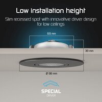 Ledvion 6x Focos Empotrables LED Regulables Negro - IP65 - 6W - CCT - Ø98 mm - 5 años de garantía - Para el baño