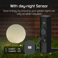 Ledvion Enchufe Exterior Impermeable con Sensor - 2 Tomas - IP44 - Enchufe de Aluminio para Exterior Estanco