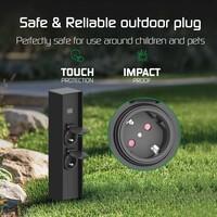 Ledvion Enchufe Exterior Impermeable con Sensor - 2 Tomas - IP44 - Enchufe de Aluminio para Exterior Estanco