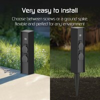 Ledvion Enchufe Exterior Impermeable con Sensor - 2 Tomas - IP44 - Enchufe de Aluminio para Exterior Estanco