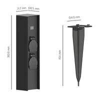 Ledvion Enchufe Exterior Impermeable con Sensor - 2 Tomas - IP44 - Enchufe de Aluminio para Exterior Estanco