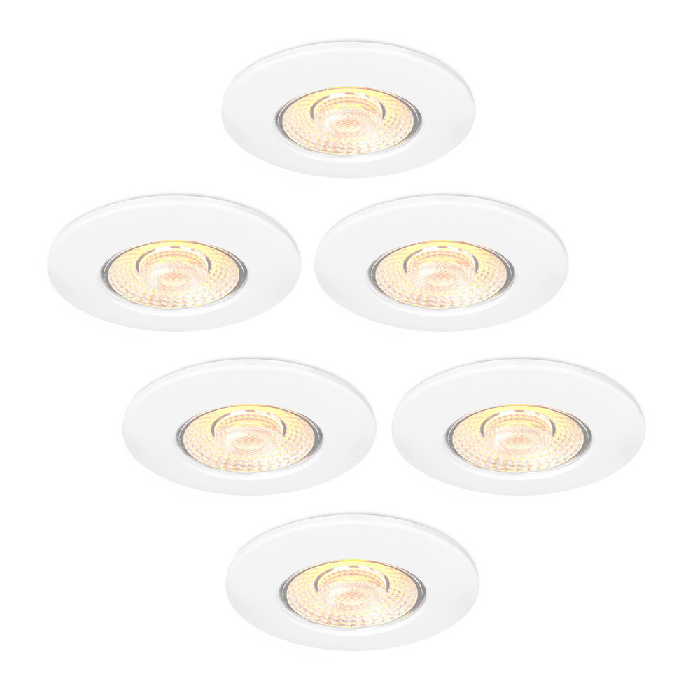 Ledvion 6x Focos Empotrables LED Regulables Blanco - IP65 - 5W - CCT - Ø75 mm - 5 años de garantía - Para el baño