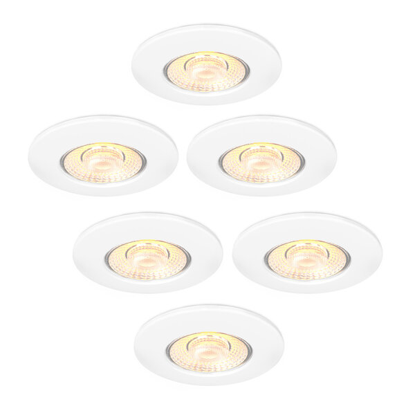 Ledvion 6x Focos Empotrables LED Regulables Blanco - IP65 - 5W - CCT - Ø75 mm - 5 años de garantía - Para el baño