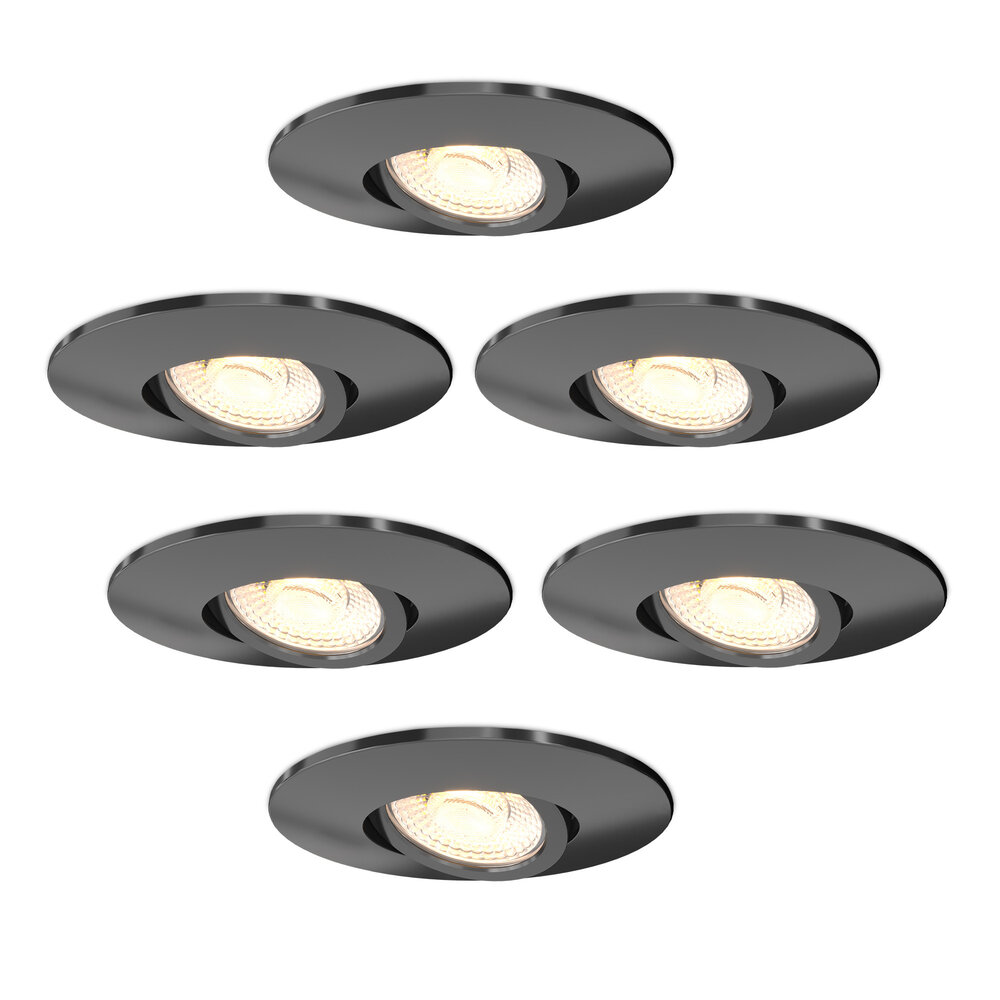 Ledvion 6x Focos Empotrables LED Regulables Negro - IP65 - 6W - CCT - Ø98 mm - 5 años de garantía - Para el baño