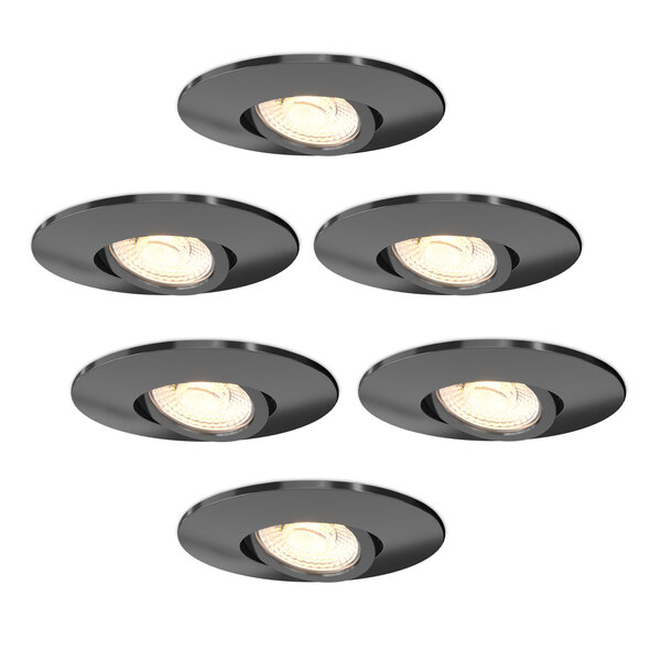 Ledvion 6x Focos Empotrables LED Regulables Negro - IP65 - 6W - CCT - Ø98 mm - 5 años de garantía - Para el baño