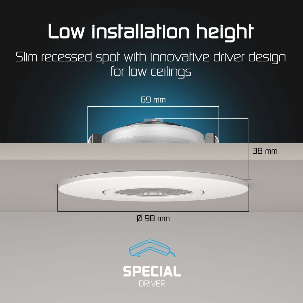 Ledvion 6x Focos Empotrables LED Regulables Níquel - IP65 - 6W - CCT - Ø98 mm - 5 años de garantía - Para el baño