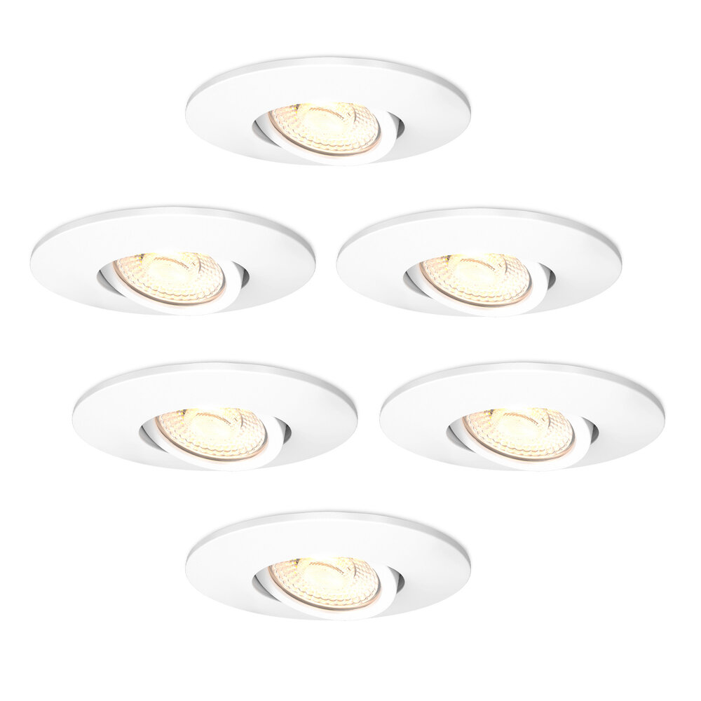 Ledvion 6x Focos Empotrables LED Regulables Níquel - IP65 - 6W - CCT - Ø98 mm - 5 años de garantía - Para el baño