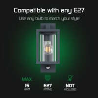 Ledvion Aplique de Pared Exterior con Sensor de Movimiento - IP44 - Casquillo E27 - Antracita
