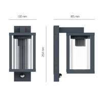 Ledvion Aplique de Pared con Sensor de Movimiento - 7,5W - 2100K - IP44 - Antracita