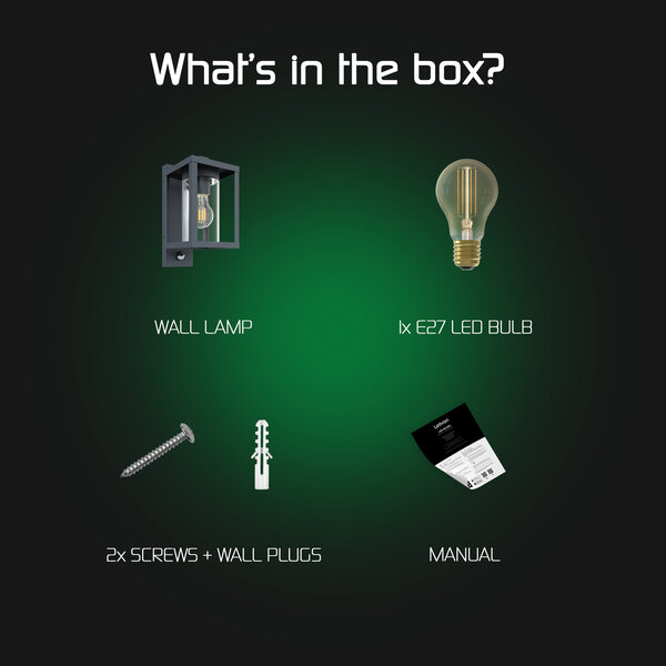 Ledvion Aplique de Pared con Sensor de Movimiento - 7,5W - 2100K - IP44 - Antracita