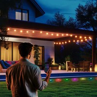 Ledvion Set de Foco LED de Exterior con Pincho Inteligente 7m + Cable de Conexión 3m - 24W - RGBIC - IP65 - Conectable - Plug & Play