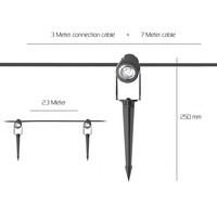 Ledvion Set de Foco LED de Exterior con Pincho Inteligente 7m + Cable de Conexión 3m - 24W - RGBIC - IP65 - Conectable - Plug & Play