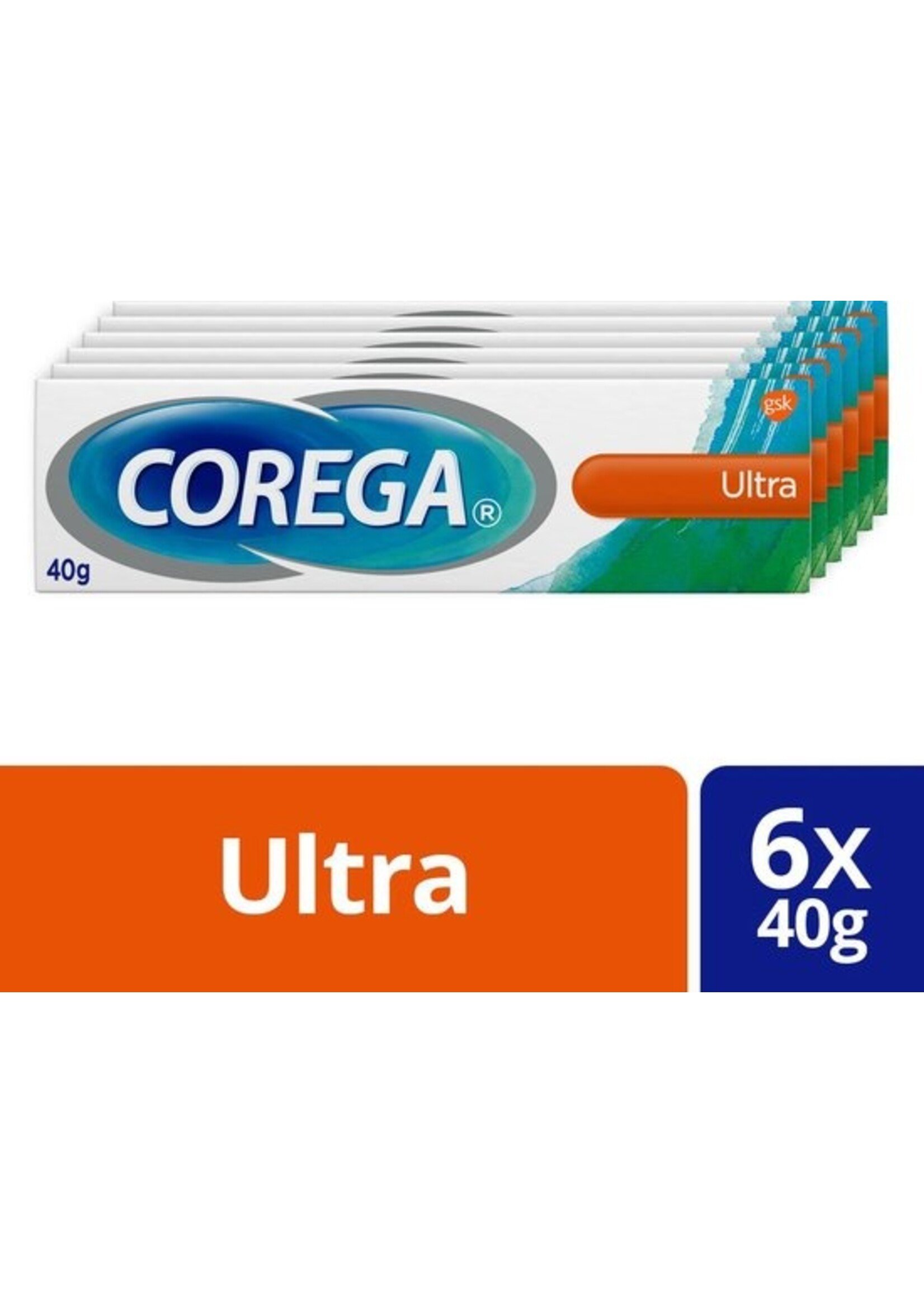 Corega Ultra Kleefcrème voor de gebitsprothese 6x40 g