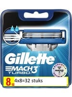 GILLETTE Gillette Mach 3 Turbo Blister Scheermesjes - 4 x 8 stuks - Voordeelverpakking