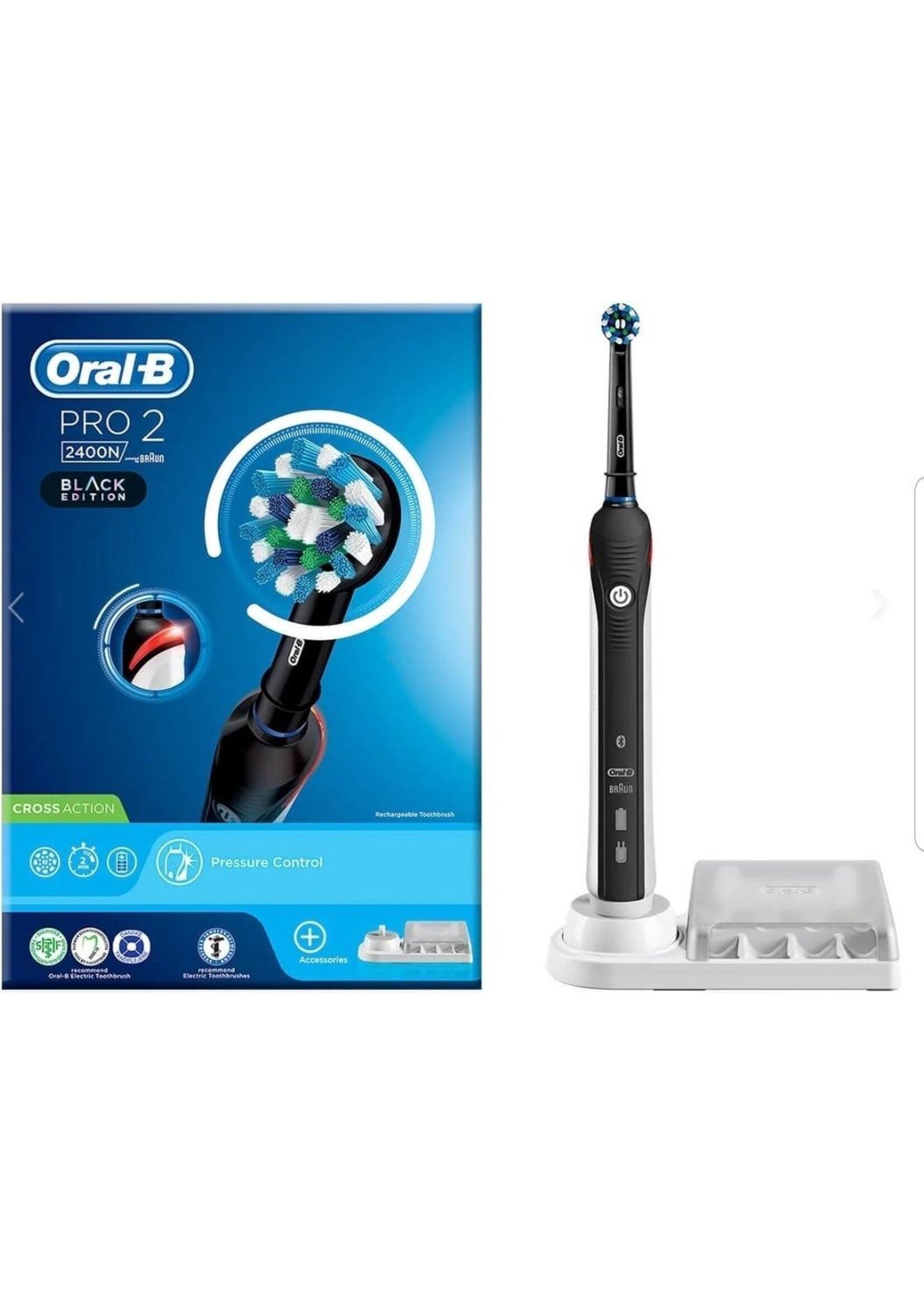 Oralb Braun Oral-B PRO 2 2400 N-Cross Action-electrische tandenborstel-Black Edition