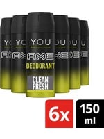 Axe Clean Fresh Bodyspray Deodorant - 6 x 150ml - Voordeelverpakking