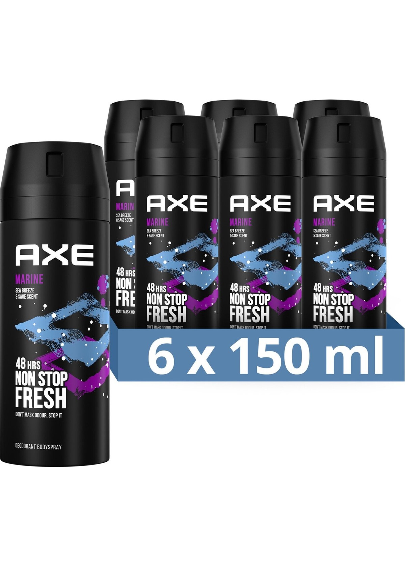 Axe Black Bodyspray Deodorant - 6 x 150 ml - Voordeelverpakking