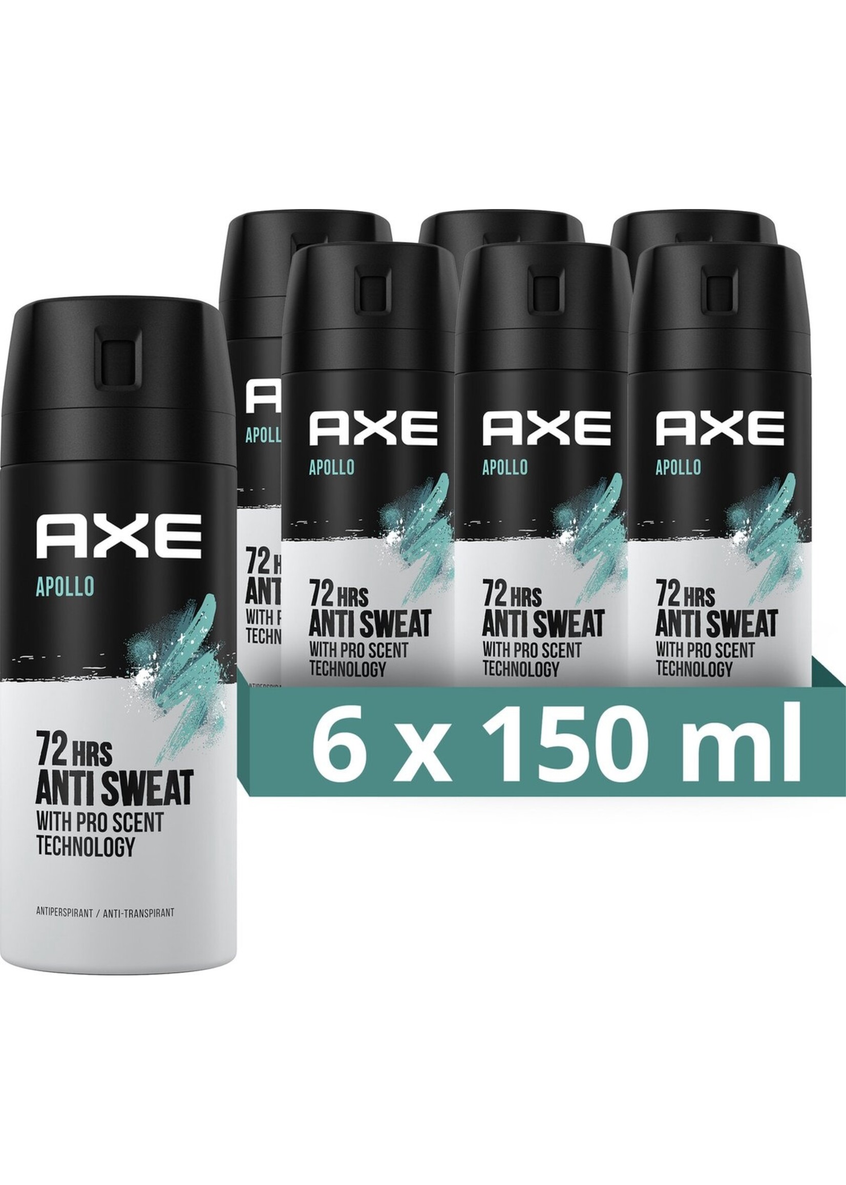 Axe Apollo Anti-transpirant Spray - 6 x 150 ml - Voordeelverpakking