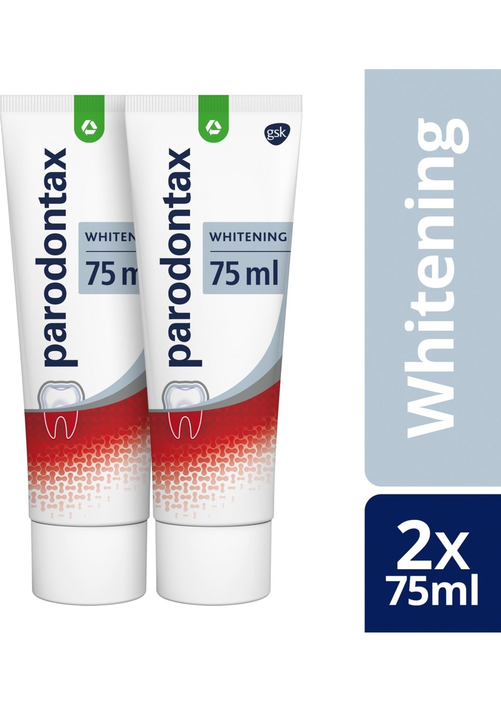 Parodontax Whitening - Tandpasta - tegen bloedend tandvlees - 2x75 ml