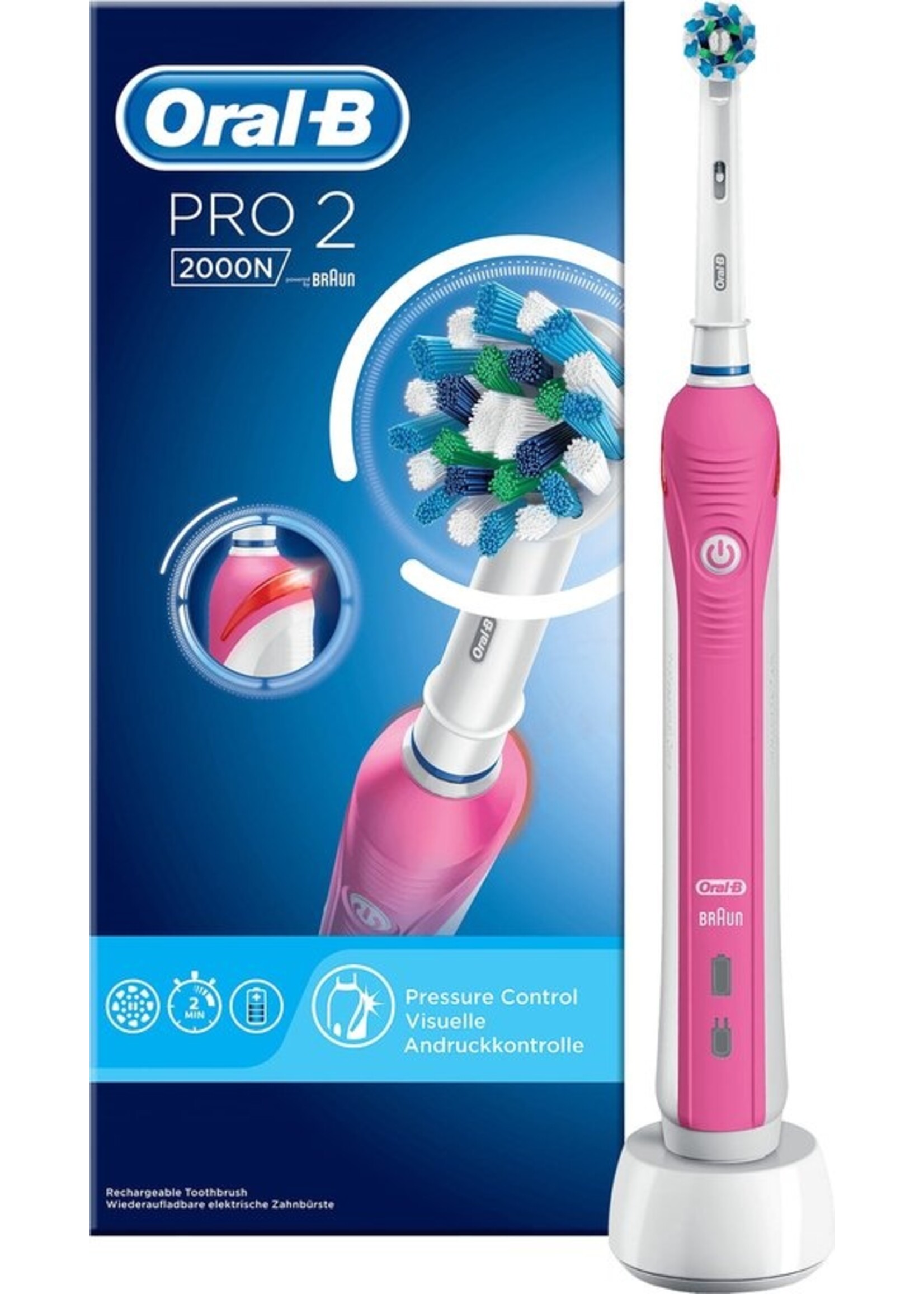 Oral-B Pro 2 2000N CrossAction - Roze - Elektrische Tandenborstel