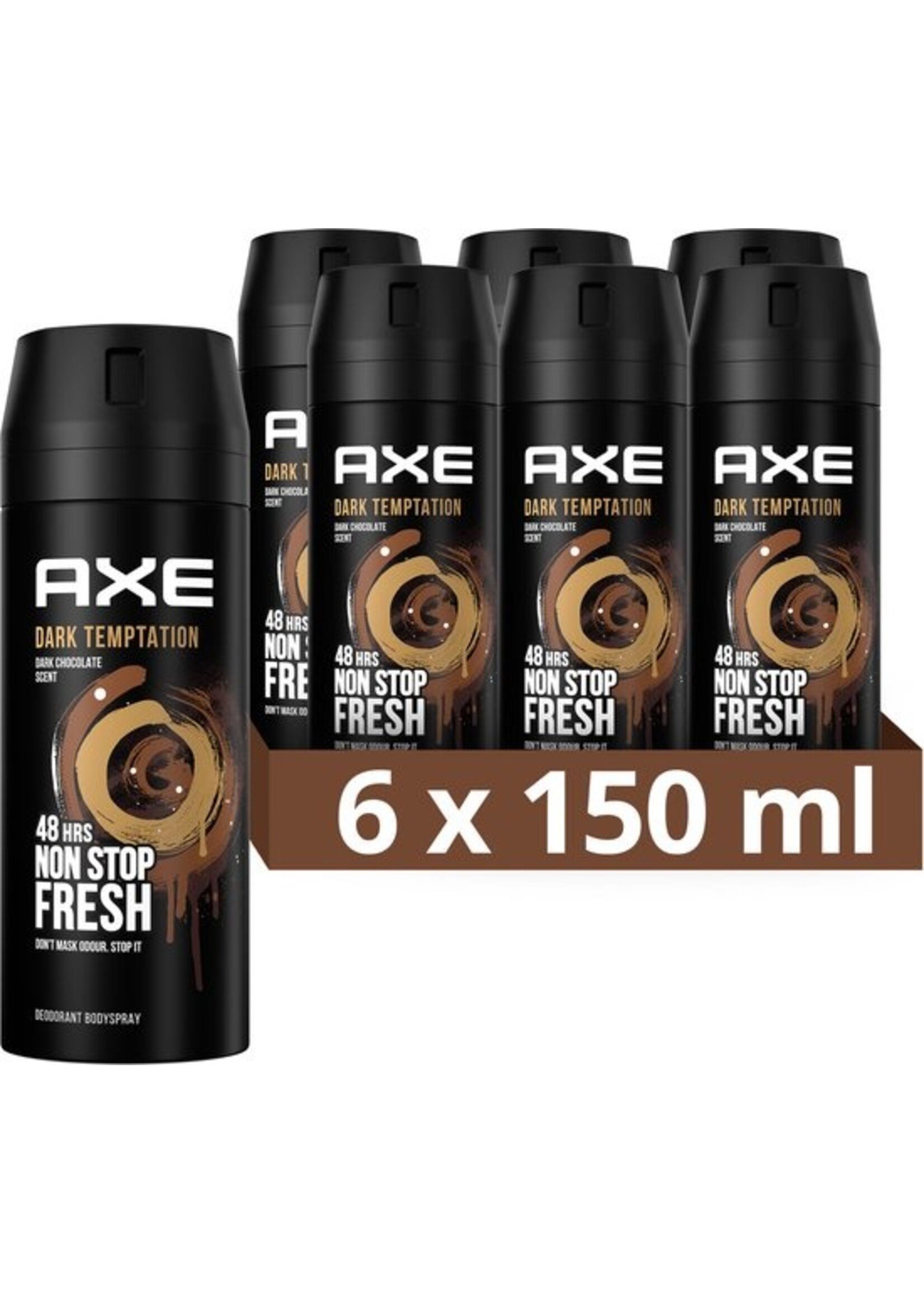 Axe Dark Temptation Bodyspray Deodorant - 6 x 150ml - Voordeelverpakking