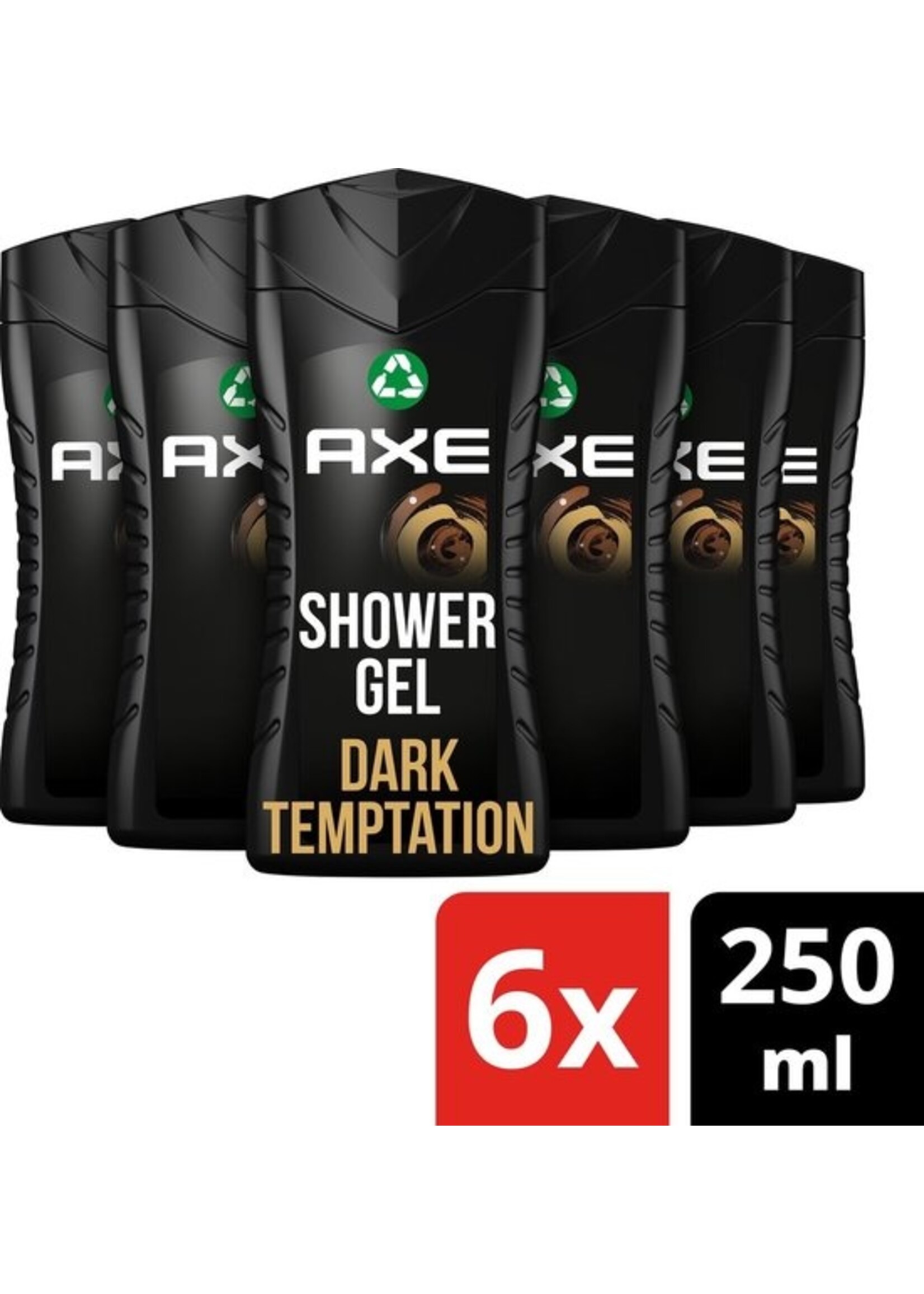 Axe Dark Temptation For Men - 6 x 250 ml - Douchegel - Voordeelverpakking