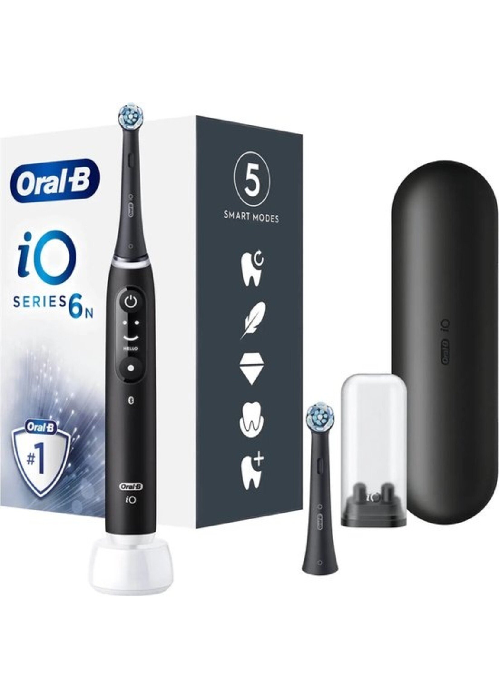 Oralb Braun Oral B iO 6N - SMILE Black Lava Elektrische Tandenborstel Ontworpen Door Braun