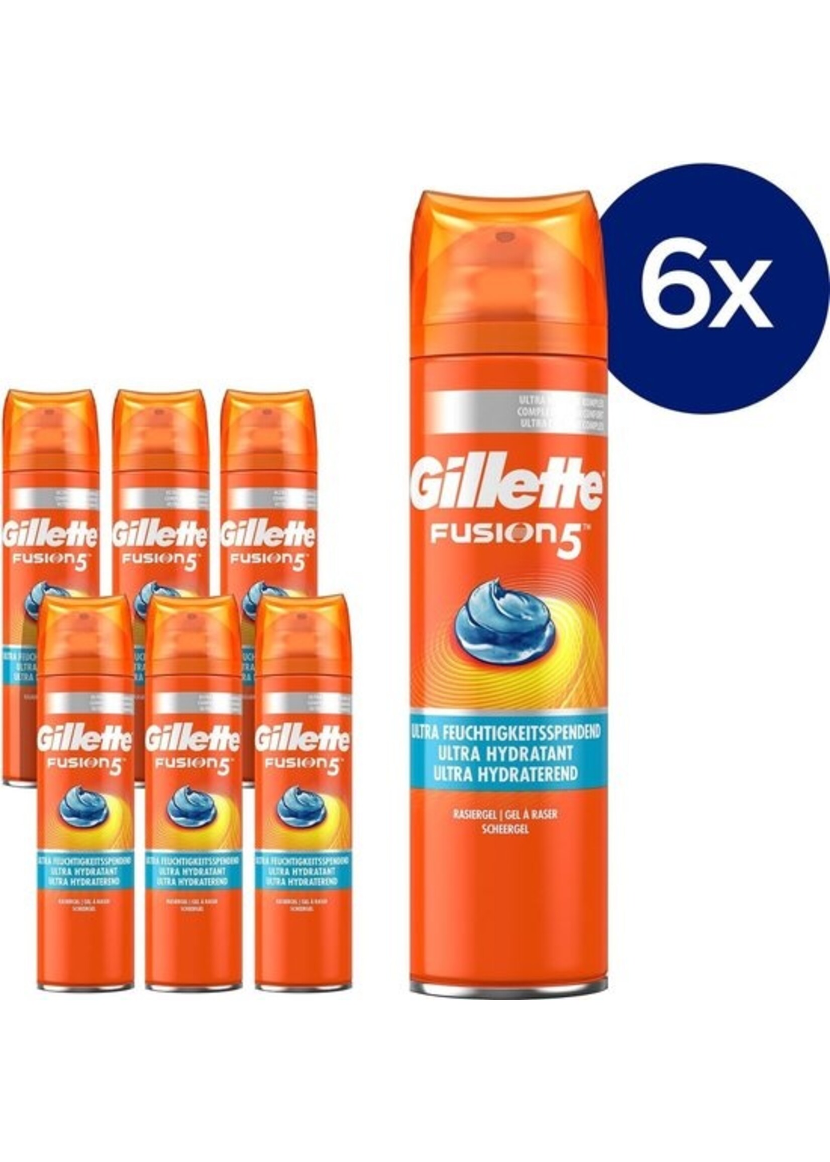 Gillette Fusion5 Ultra Moisturizing Scheergel Mannen - 6x200ml Voordeelverpakking