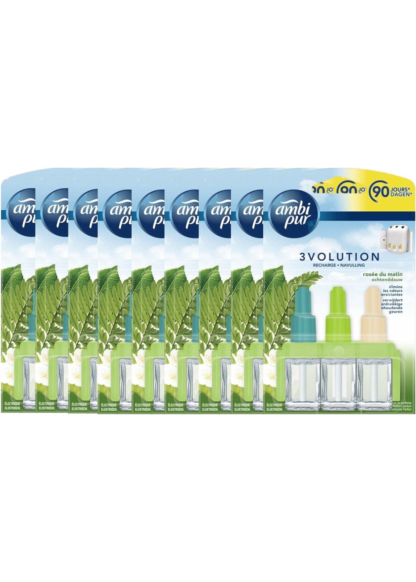 9x Ambi Pur Elektrische Geurverspreiders 3Volution Navulling Morning Dew