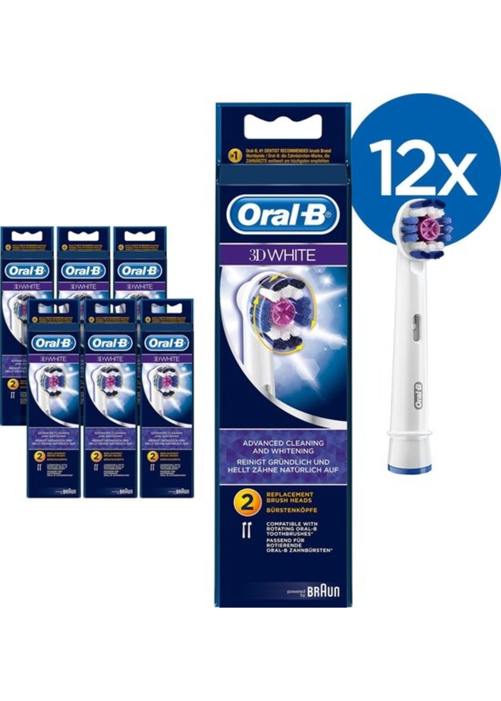 Oralb Braun Oral-B 3D White - Opzetborstels - 12 Stuks