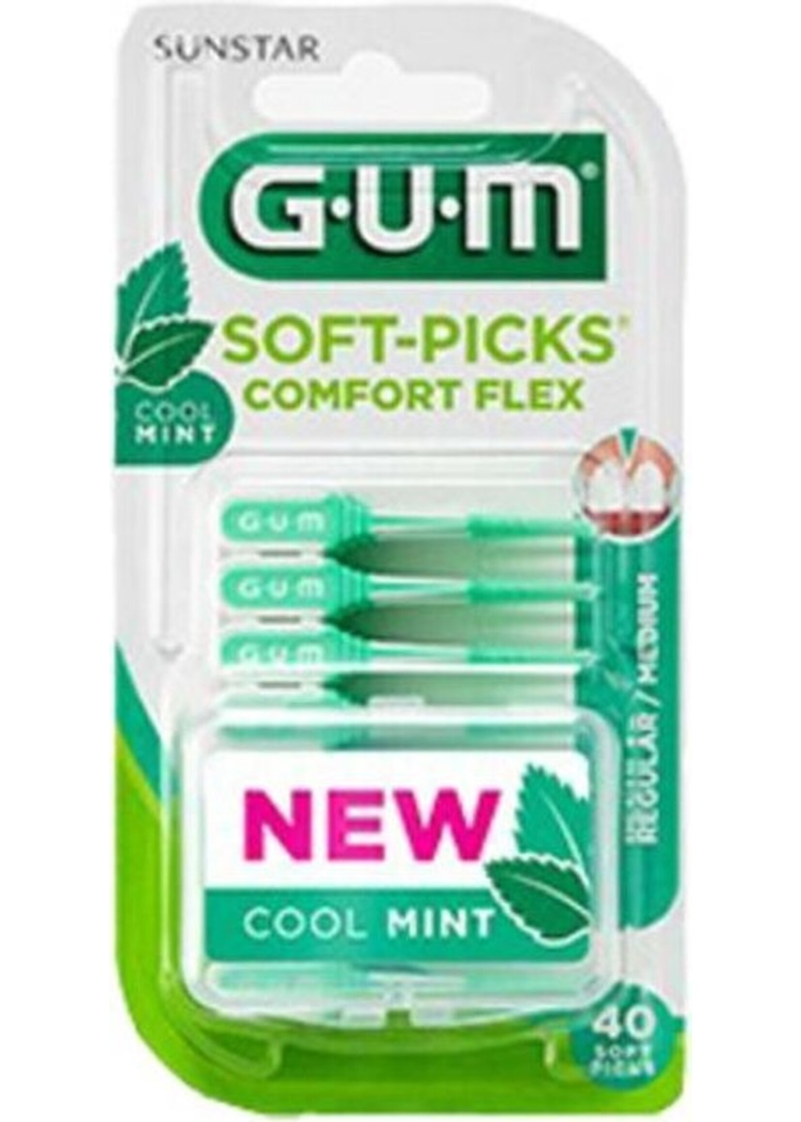 3x GUM Soft-Picks Comfort Flex Mint Medium 40 stuks