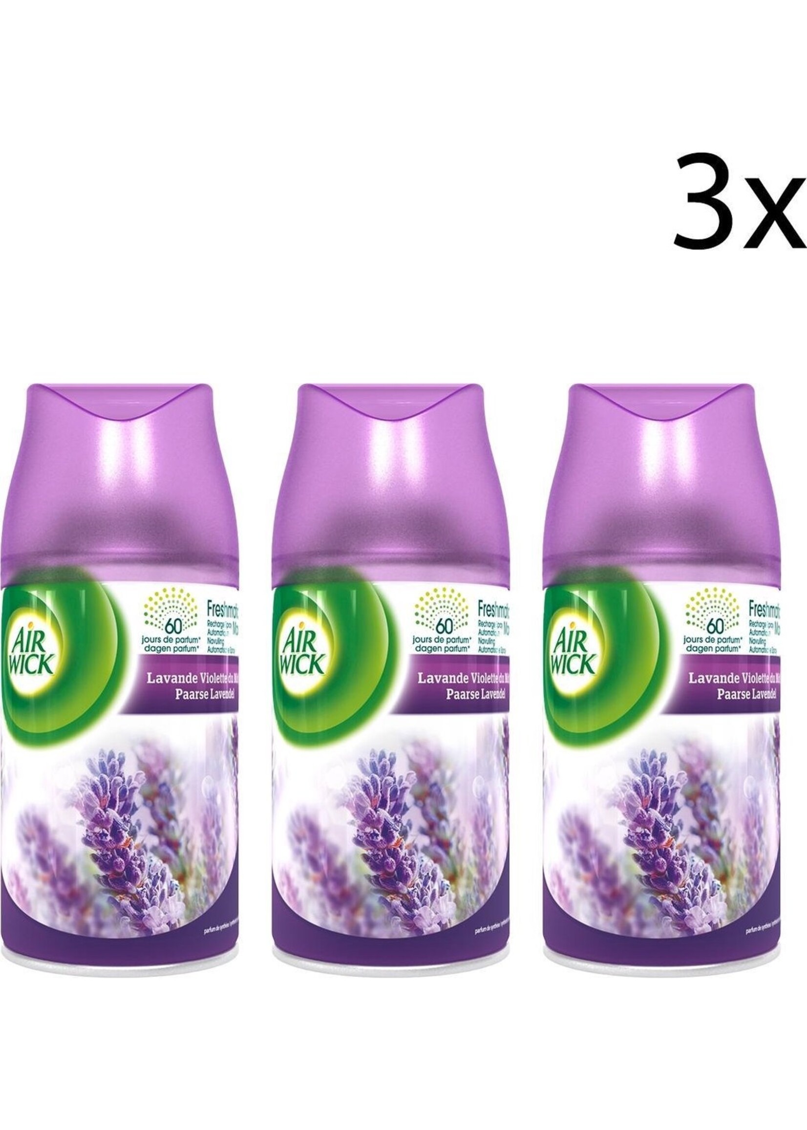 Air Wick Freshmatic Automatische Spray Luchtverfrisser - Paarse Lavendel Navulling - 3 Stuks - Voordeelverpakking