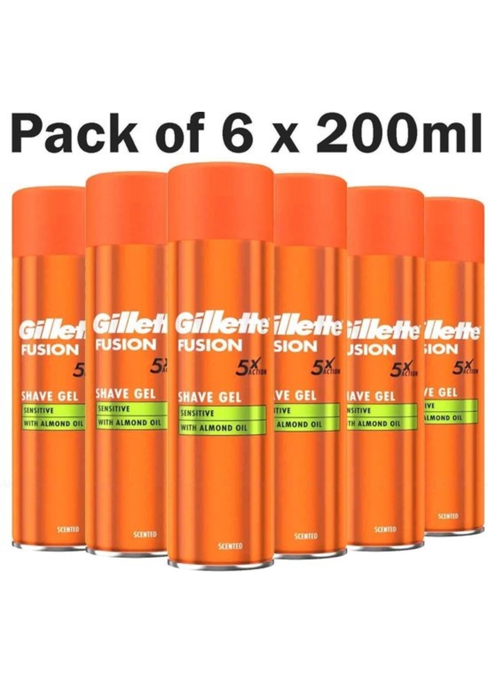 GILLETTE Gillette Fusion5 Ultra Sensitive Scheergel Mannen - 6x200ml Voordeelverpakking